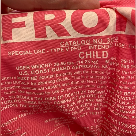 Stearns Pink Puddle Jumper Child Flotation Device w/Fish Graphic; 30-50LB Child - Picture 2 of 9